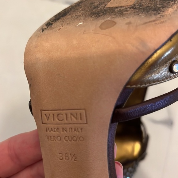 Giuseppe Zanotti Copper Gold Heels with Crystals and Black Bead Embellishments - Picture 10 of 12